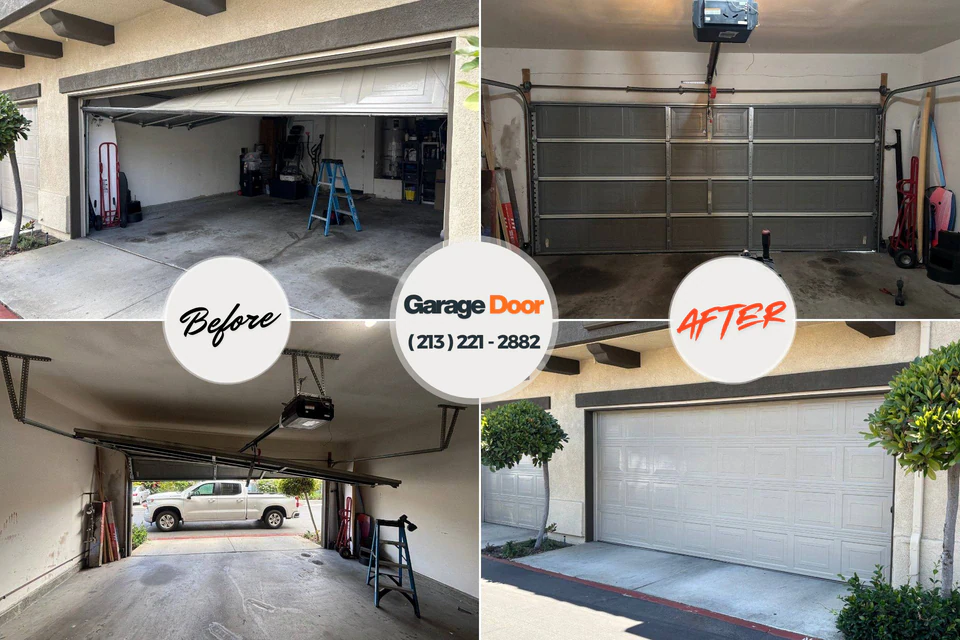Before and after: garage door repair Edgewood, NM